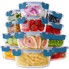 HOMBERKING 24pc Glass Food Storage Containers with Lids, Glass Meal Prep Containers, Airtight Bento Boxes, BPA Free & Leak Proof, Pantry Kitchen Storage(12 lids & 12 Containers) - Deep Blue - color: Deep Blue