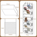 10-Tier Over The Door Organizer with 4 Anti-Scratch Silicone Hooks & 10 Side Pockets, Hanging Shoe Organizer for Closet (15-20 Pairs), Behind the Door Storage for Toys, Household Essentials