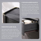 IFGET Modern 5 Drawer Dresser for Bedroom, Wooden Chest of Drawers with Curved Profile Design, 39.6" Tall Wood Dresser with Golden Metal Handle for Bedroom, Living Room, Hallway, Dark Grey - color: Dark Grey