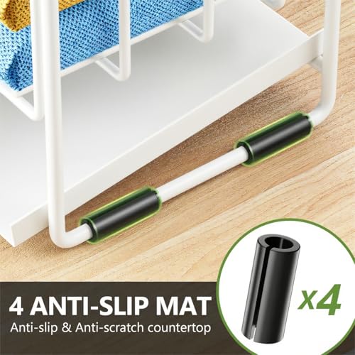 Cisily White 2-Tier Kitchen Sink Caddy Organzier Rack with Flexible Dish Brush Holder, Sponge Holder for Kitchen Sink Countertop Organization Storage,Home Decor Accessories - color: White