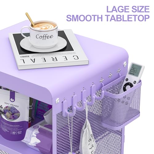 SYKIARIOL Kids Nightstand,Kids Bedside Table,Teen Girls Night Stand,Toddler Night Stand,End Table for Girls Room Storage,Purple Nightstand - color: Purple