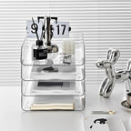 Gagee 2 Pack Paper Organizer for Desk,Clear Stackable Paper Sray Holder ﻿, Office Desk Organizer for Notes, Pens, File, Document - size: 2 Vertical