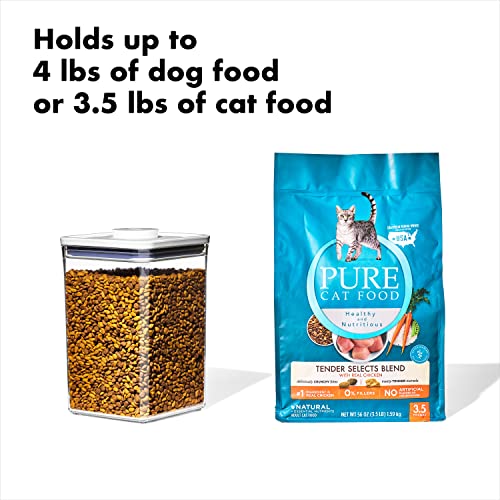 OXO Good Grips Pet POP Container – 4.4 Qt/4.2 L with Scoop |Ideal for up to 4lbs of Dog Food or 3.5lbs of Cat Food, Airtight Storage Container, BPA Free - size: Pet POP 4.4 Qt