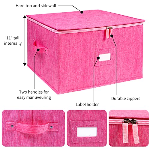 Stemware Storage Cases, Hard Shell Wine Glass Storage Box Containers with dividers for 12 Wine Glasses, Drinkware, Glassware or Crystal 17" x 13" x 10"H (Pink) - color: Pink