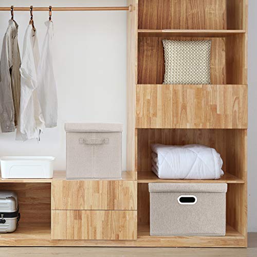 TYEERS Collapsible Storage Bins With Lids, Large Fabric Storage Boxes - 2 Pack - Beige - color: Beige, size: 2-Pack Large