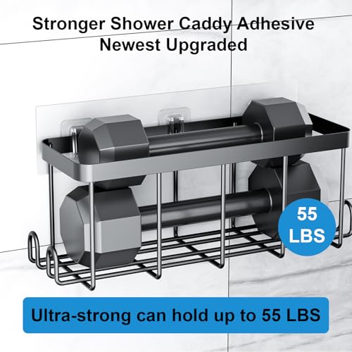 Lsnisni 14 Pack Shower Caddy Adhesive Replacement, Waterproof Shower Shelf Adhesive Strips, Strong Adhesive Flat Hooks for Bathroom Storage Shelves and Kitchen Racks No Drilling, Clear - color: Transparent-14 Pack
