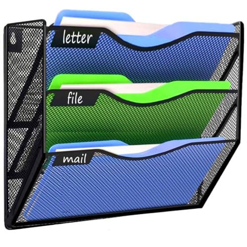 Kuntine.B Wall File Organizer Office Hanging Magazine Holder Wall File Organizer for Office Home (Black, 3 Tier) - color: Black, size: 3 Tier & No Hangers