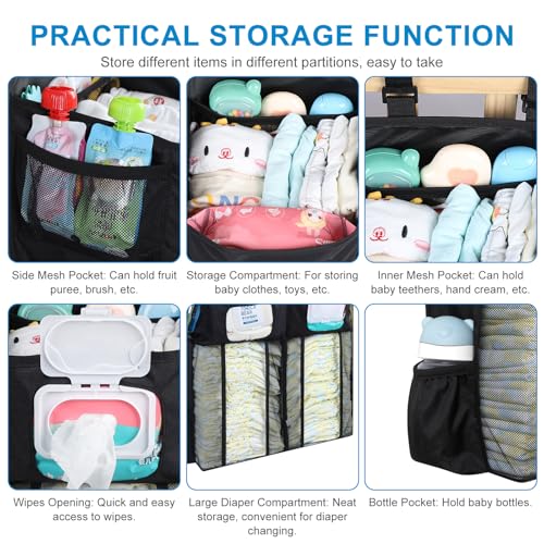 Accmor Changing Table Diaper Organizer, Hanging Diaper Caddy Organizer Stacker for Cribs Changing Table Playard Wall Baby Essentials Storage, Black - style: Double Enlarged-Black