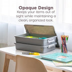 IRIS USA 6 Qt. Plastic Craft Storage Container Bins with Lids, 2 Pack, Small Art & Office Supply Organizer Tote, Sensory Bins & Boxes for Home & University, Stackable, Secure Latch Buckles, Gray - size: 6 Qt. - 2 Pack