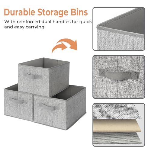 GRANNY SAYS Storage Baskets for Shelves, Closet Storage Bins with Handles, Fabric Organizers and Storage Bins, Storage Boxes for Clothes, Gray, Medium, 3-Pack - color: Ash Gray, size: Medium
