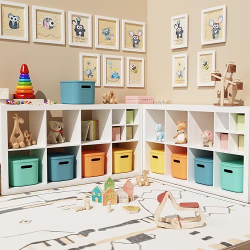 ORGIDOL 8 Pack Colorful Storage Bins with Lids Stackable Storage Container for Organizing, Storage Boxes with Handle for Shelves, Cute Storage Bin for Craft, Snacks, 9.85x6.9x5.7 inch - color: Colorful, size: 8 Pack
