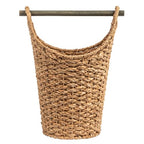 Creative Co-Op Bankuan Braided Oval Toilet Paper Basket with Wood Bar - color: Natural