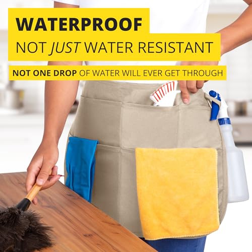 5-Pocket Waterproof Professional Cleaning Apron. Made for Pro Cleaners. Like a Cleaning Caddy Around Your Waist - color: Desert Khaki, style: Standard