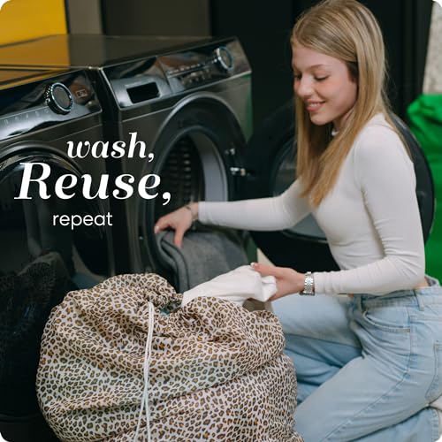 Nylon XL Laundry Bag - Locking Drawstring Closure, Machine Washable, These Large Bags Will Fit a Laundry Basket and Strong Enough to Carry up to Two Loads of Clothes (Leopard | 30" x 40") - color: Leopard, size: 30" x 40"