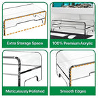 AMT Clear Acrylic Monitor Stand Riser 2 Tier, 5.5 Inches High Clear Computer Desk Organizer Shelf for Multi Media PC Storage Laptop