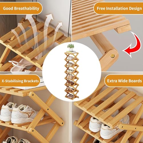 Shoe Rack - Foldable Vertical Shoe Rack for Entryway,Durable and Easy to Assemble,Applicable to Home Entrance, Closet and Bedroom (Nature-2 Layers) - color: Nature-2 Layers