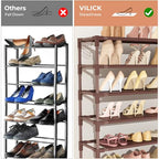 VILICK 11 Tiers Tall Wide Shoe Rack 55 Pairs Large Capacity Sturdy Durable Shoe Rack for Closet Metal Shoe Organizer Shelf with Two Hooks Space Saving for Entryway Brown - color: Brown