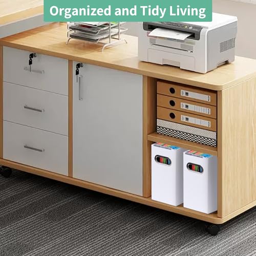 Collapsible File Organizer Box with Handle,12.20x5.11x9.84Inches, Filing Organizer for Home or Office, Small Portable File Box(2 Packs, White) - color: White, style: 2 Packs