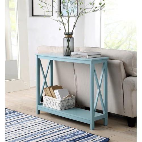 Convenience Concepts Oxford Console Table 39.5" - Sofa Table with Storage Shelf, Transitional Entryway Hall Table for Living Room and Bedroom, Display Foyer Table, Sea Foam Blue - color: Sea Foam Blue