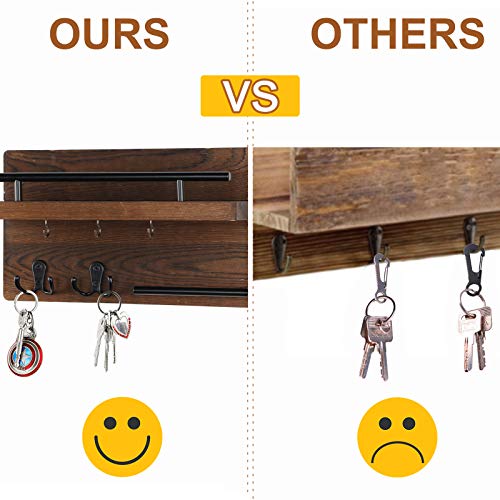 OurWarm Wall Mounted Key Holder/Hangers for Wall Decorative with 5 Key Hooks, Wooden Mail Rack Organizer with Shelf, Rustic Home Decor for Entryway Mudroom Hallway Office, Brown - color: Brown