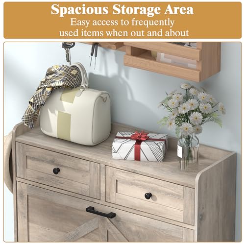 Thacuok Shoe Cabinet with 2 Flip Drawers & 2 Storage Drawers, Rustic Farmhouse Narrow Shoe Organizer Cabinet, Slim Shoe Rack Cabinet, Shoe Storage Cabinet for Entryway, Hallway - color: Grey, size: 2 Drawers