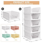 5 Pack Stackable Closet Storage Basket - Stackable Storage Bins, Multifunctional & Foldable Closet Organizer Waterproof, Wardrobe Cupboard Space-Saving Hat Storage Drawer Organizer, White - size: 5 Pack White
