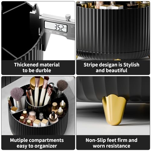 fanado 360° Rotate Makeup Brush Holder Organizer, Makeup Organizers Countertop, Makeup organization and Skincare Storage with Gift Box Packing for Vanity, Desktop, Bathroom (Black) - color: Black