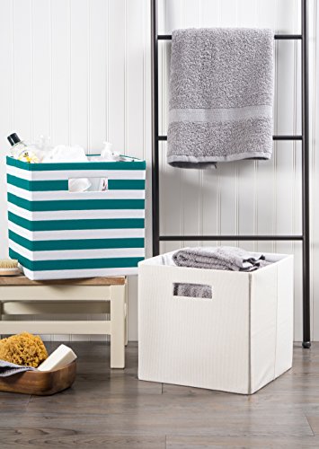 DII Poly-Cube Storage Collection Hard Sided, Collapsible Solid, Large, Off White - color: Off White, size: Large Square, 13x13x13"