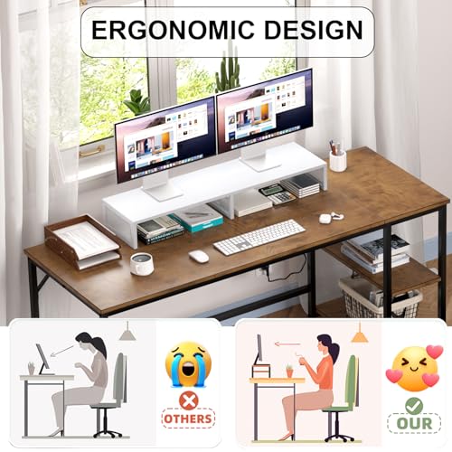 Dual Computer Monitor Stand Riser, Desk Organizers and Accessories, Printer & TV Stand, Desk Shelf, Office Desk Accessories & Desktop Workspace Organizer for Office Supplies, White - color: White