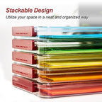 CATOOMUU A4 Storage File Box 9 X 13 Clear Stackable Slim Plastic Portable Project Case For Letter Paper Photo Documents Scrapbook, 3 Count - color: Small-Red