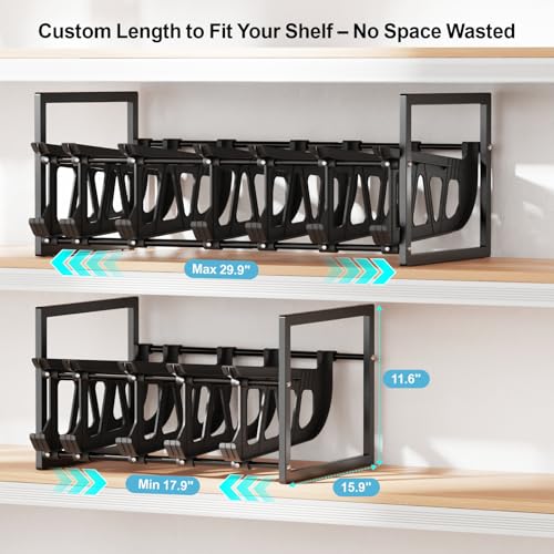 iSPECLE Expandable Can Organizer for Pantry, Large Capacity 60 Cans Can Storage Organizer Pantry Rack, Auto Rolling Dispenser & Stackable Metal Wire Holder for Deep Pantry Shelves, Black - color: 60 Cans, Black