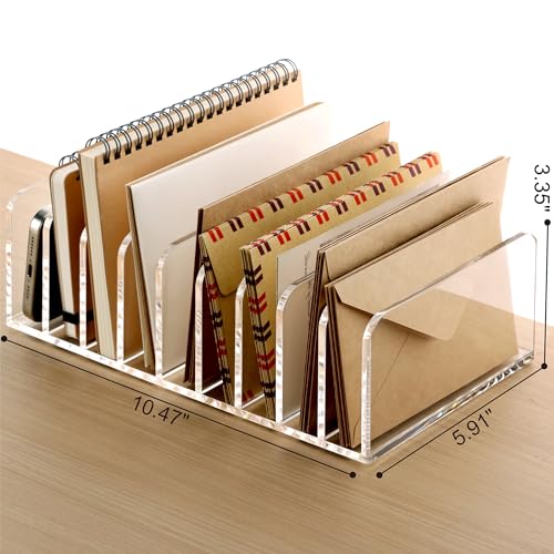 SANRUI Mail Organizer, Clear Acrylic Desk Organizer,Letter Holder for Desk,9-Compartment Small File Holders Paper Organizer Mail Sorter for Office,Home, School - style: 9 Sections
