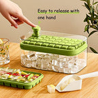 Ice Cube Tray with Lid and Bin, 2 Pack for Freezer, 64 Pcs Ice Cube Mold (Green) - color: Green