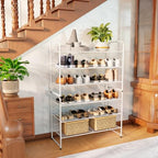 SUFAUY 3 Tier 33" Wide White Metal Shoe Rack for Closet, Stackable - color: White, size: 3 Tier