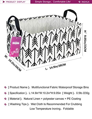 Rectangular Storage Basket Fabric Organizer Bin for Toys,Books,Clothes,Gifts,Pets-Perfect for Home,Office,Nursery,Dorm,Shelf(Rec Black Arrows) - color: Rec Black Arrows