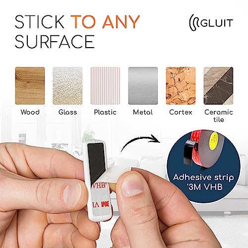 GLUIT Cord Organizer for Desk, Cable Holder for Nightstand, Charger Organizer, Adhesive Desktop Wire Clips, Multislot Cable Management, Table Organizer Accessories - 5 Pack, 15 Slots, White - color: White