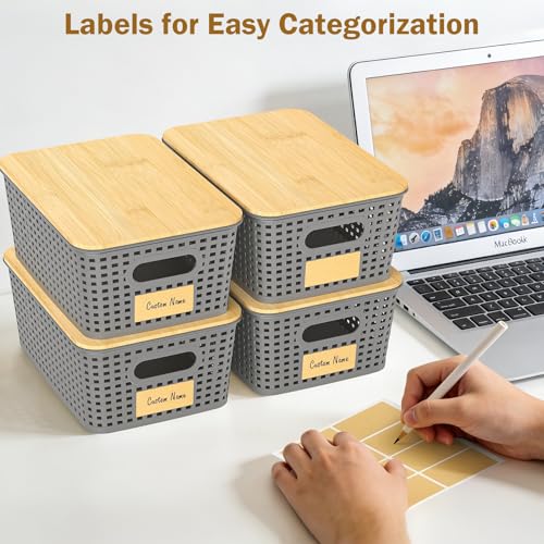 Stackable Storage Basket: Plastic Baskets Bins, Baskets for Organizing, Pantry Decorative Containers for Closets, Cabinets, Shelves(8 Pack, Grey) - color: Grey