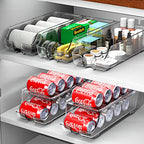 Simple Houseware 2-Pack Auto-Rolling Beverage Can Organizer for Fridge, Clear Front-Loading Soda Dispenser with Smooth Glide Design, Space-Saving Refrigerator Storage Bins - size: 2 Pack