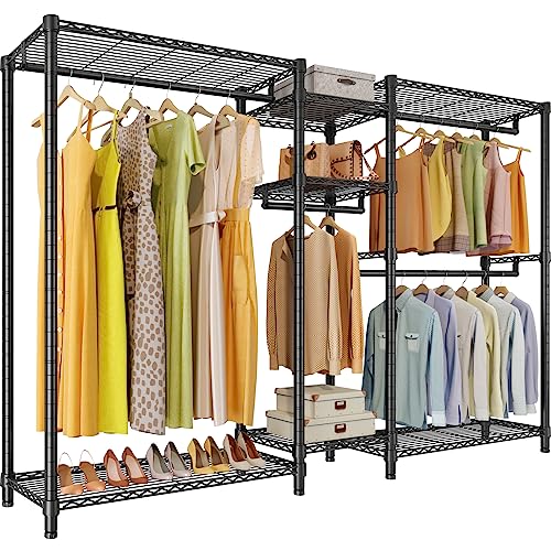 VIPEK Classic V6 Plus Wire Garment Rack Heavy Duty Clothing Rack for Hanging Clothes, Metal Freestanding Closet Wardrobe Rack Portable Clothes Rack, 84.7" L x 15.7" W x 76.4" H, Load 1120lbs, Black - color: Black, size: Classic V6 Plus Large