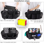 Large Wearable Cleaning Caddy Bag with Detachable Divider, Cleaning Organizer with Handles, Cleaning Supply Tote with Adjustable Shoulder Strap&Waist Belt for Cleaners & Housekeeper (Black) - color: Black