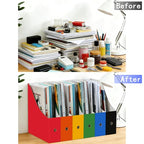 Limitliho Magazine File Folder Holder for Desk, Book Bins for Classroom Library,Office,Home, 10.6" H x 10.2" L x 3.5" W in Cardboard Paper Organizer (Red, 2 Pack) - color: Red