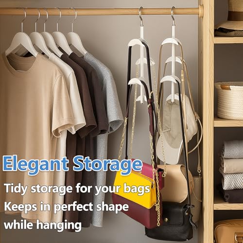 Purse Hanger Organizer for Closet, Hanging Bag Holder, with 4 Hooks, Hanging Organizer for Handbag Keeping Purses, Storage Hook Backpack Rack Space Saving Hanger (1 Pack) - size: 1 pack