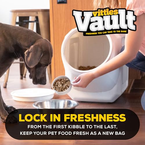 Vittles Vault Traditional Pet Food Storage Container For Dog Kibbles/Bird Seed/Oatmeal/Rice/Flour/Cereal, BPA Free Plastic, Sealed Airtight For Cat Food, Up To 60 lb, Made in USA, With Scoop, Gray - size: 60 Pounds