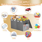 Large Toy Box Chest, Collapsible Sturdy Toy Storage Organizer Boxes Bins Baskets Dinosaur Kids Toy Chest Bin with Lids for Boys Girls Living Room Playroom Bedroom Nursery 25"x14"x16" Gray - color: Grey－2