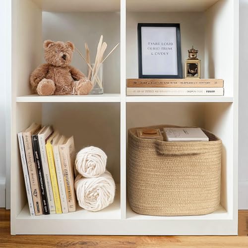 MEGASKET Wicker Basket for Storage, 15"x11"x9" Woven Basket with Handle, Rectangular Cute Storage Bin for Books, Shoes, Clothes, Towels, Decorative Gift Bin Empty, Stuffed Animal Organizer, Home Decor - color: Jute