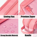Sooez High Capacity Pencil Case, Big Pencil Bag Pouch Box Organizer Pen Case, Portable Journaling Supplies with Easy Grip Handle & Loop, Asthetic Supply for Girls Adults, Pink - color: Pink