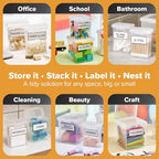 Bostitch Konnect Storage Containers with Lids, Clear Plastic Box, Stackable for Crafts, Home and Office Orginzation, Labels. 3 Piece (1 1.5 Qt Box, 2 0.5 Qt Boxes)