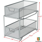 DecoBrothers 2 Tier Bathroom Storage Organizer with Pull-Out Drawer, Silver - color: Silver