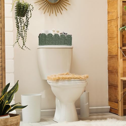 Storage Basket Wicker Baskets for Organizing Toilet Paper Storage Basket for Toilet Tank Top,Green - color: Green
