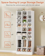 Tribesigns 10-Tier Shoe Storage Cabinet, White Wooden Shoe Rack with 30 Cubbies, Freestanding Tall Entryway Shoe Organizer for Closet, Entryway, Living Room - color: White